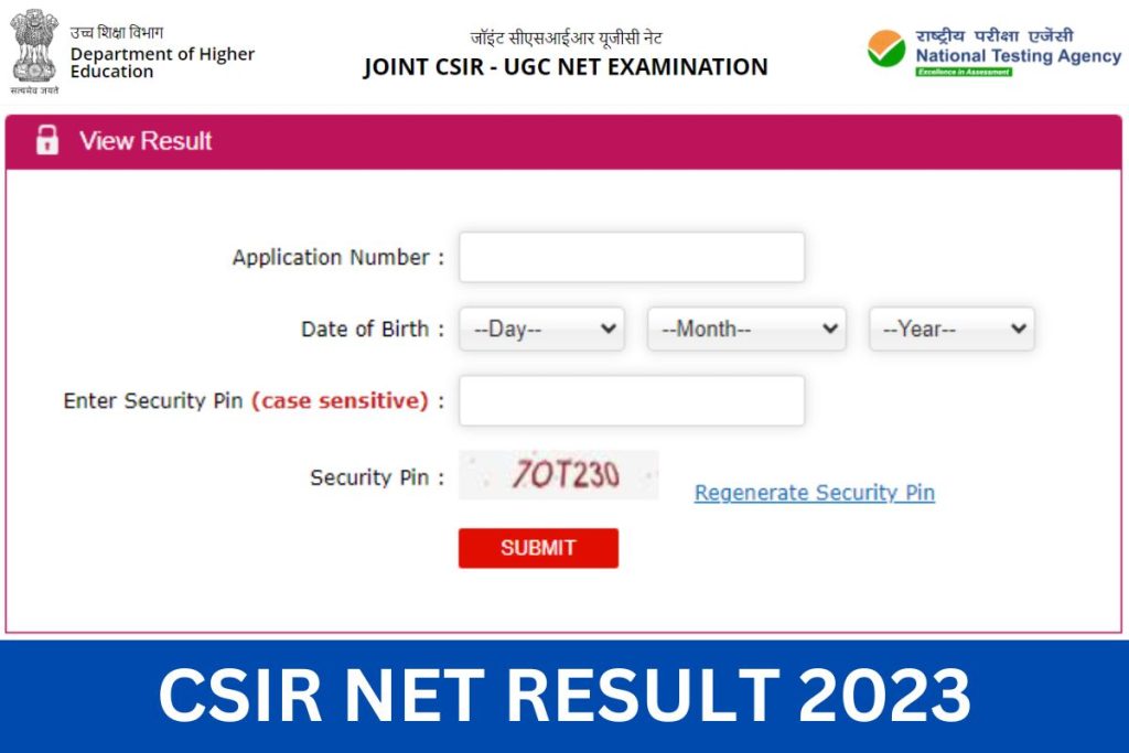 CSIR NET Result 2023 (Out) Scorecard Link